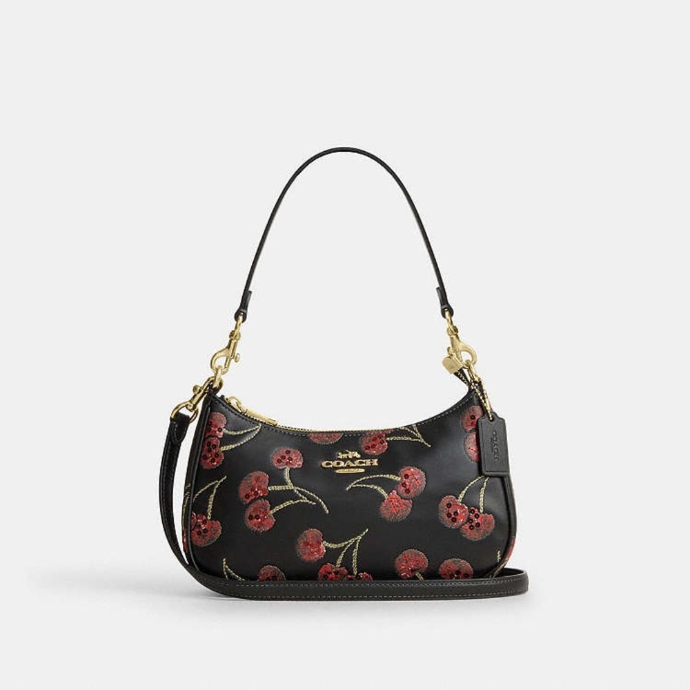 NWT Coach Teri Shoulder/Crossbody Bag black/red Cherry Gold hardware styled set - Picture 12 of 14